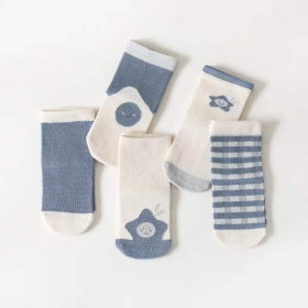 Spring Middle Tube Socks 1Lot=5pairs (Color: Blue, size: S (0-1Y))