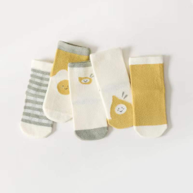 Spring Middle Tube Socks 1Lot=5pairs (Color: Yellow, size: S (0-1Y))