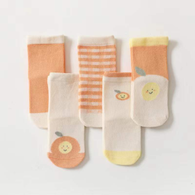 Spring Middle Tube Socks 1Lot=5pairs (Color: Orange, size: XL (5-8Y))
