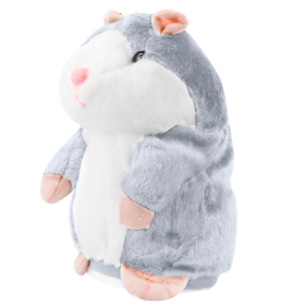 Electronic Talking Hamster Plush Repeating Interactive Hamster Toy (Color: Grey)