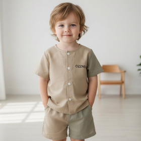 Sandstone Two Piece- Boys Linen Summer and Spring Outfit (size: 5-t)