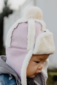 Faux - Fur Winter Hat for Kids- Sherpa Aviator Hat (Color: mauve)