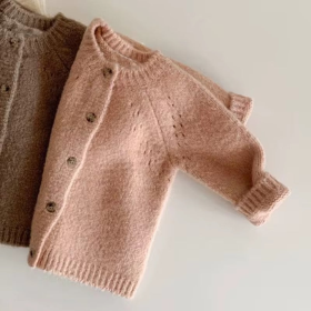 Premium Organic Cotton Cardigan |Cozy Kids Sweater (Color: brown-1, size: 2T)