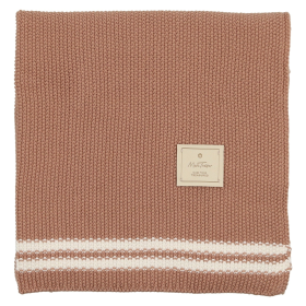 Duo Stripe Chunky-Knit Blanket (Color: Almondine, size: One Size)