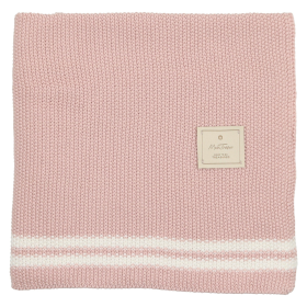 Duo Stripe Chunky-Knit Blanket (Color: Light Rose, size: One Size)