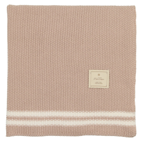 Duo Stripe Chunky-Knit Blanket (Color: Mushroom, size: One Size)