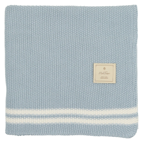 Duo Stripe Chunky-Knit Blanket (Color: Pearl Blue, size: One Size)