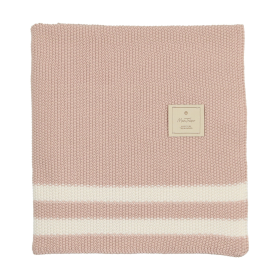 Duo Stripe Chunky-Knit Blanket (Color: Rose Dust, size: One Size)