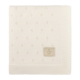 Perfect Pointelle Knit Blanket (Color: Ivory, size: One Size)