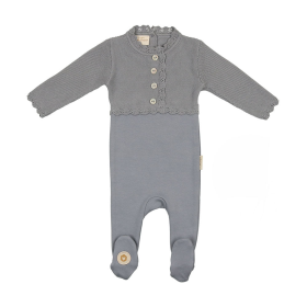 Mock-Cardigan Footie (Color: Slate Blue, size: 12M)