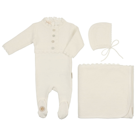 Mock-Cardigan Layette Set (Color: Ivory, size: 1m)