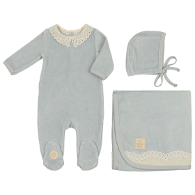 Tiny Eyelet Layette Set (Color: Blue Dawn, size: 3m)
