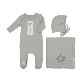 Flower Patch Layette Set (Color: Celestial Blue, size: 3m)