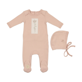 Flower Patch Footie & Hat Set (Color: Pink Whip, size: 1m)