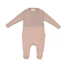 Knit & Print Footie (Color: Rose Smoke, size: 9m)