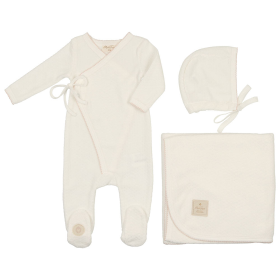 Scallop Wrap Layette Set (Color: Ivory & Pink, size: 1m)