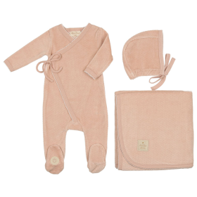 Scallop Wrap Layette Set (Color: Rose and Ivory, size: 3m)