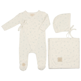 Leaf Print Wrap Layette Set (Color: Ivory & Green, size: 3m)