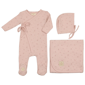 Leaf Print Wrap Layette Set (Color: Light Rose, size: Preemie)