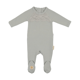 Look of Lace Footie (Color: Pearl Blue, size: 12M)