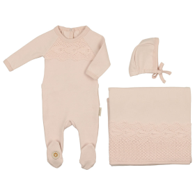 Look of Lace Layette Set (Color: Barely Pink, size: 6m)