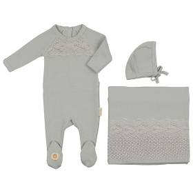 Look of Lace Layette Set (Color: Pearl Blue, size: 1m)