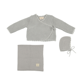 Wrapture Cardigan Layette Set (Color: Pearl Blue, size: 6m)