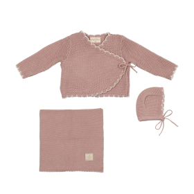 Wrapture Cardigan Layette Set (Color: Pale Mauve, size: 6m)