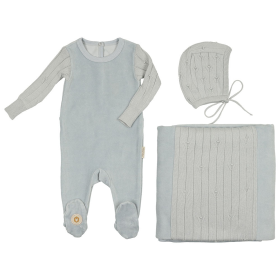 Luxe Texture Layette Set (Color: Blue Dawn, size: 3m)