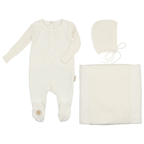 Luxe Texture Layette Set (Color: Ivory, size: 1m)