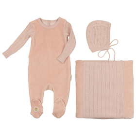 Luxe Texture Layette Set (Color: Pink Whip, size: 3m)