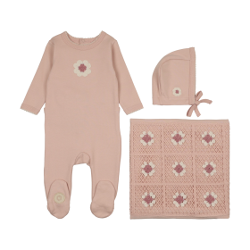 Geo-Floral Layette Set (Color: Pink Whip, size: 3m)