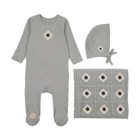 Geo-Floral Layette Set (Color: Sapphire Blue, size: 6m)