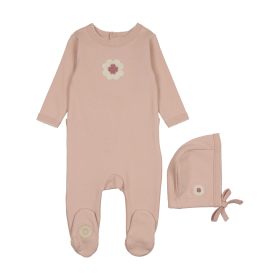Geo-Floral Footie & Hat Set (Color: Pink Whip, size: 3m)
