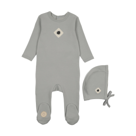 Geo-Floral Footie & Hat Set (Color: Sapphire Blue, size: 6m)