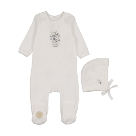 Vase & Vine Footie & Hat Set (Color: Ivory, size: 6m)