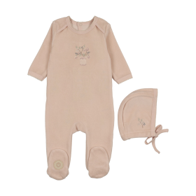 Vase & Petals Footie & Hat Set (Color: Barely Pink, size: 3m)