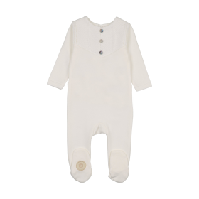 V-Knit Henley Footie (Color: Ivory, size: 3m)