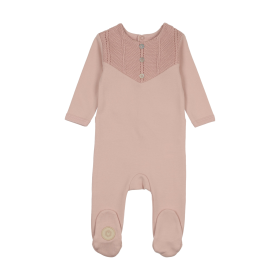 V-Knit Henley Footie (Color: Lightrose, size: 3m)