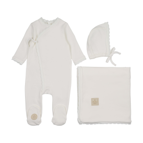 Knit Trim Wrap Layette Set (Color: Ivory, size: 6m)