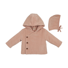 MT Embossed Jacket & Hat Set (Color: Blush, size: 3m)