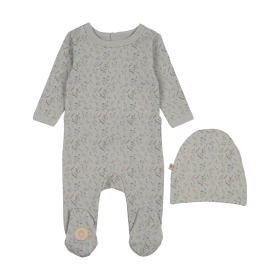Botanical Boys Footie & Hat Set (Color: Hint of Blue, size: 1m)