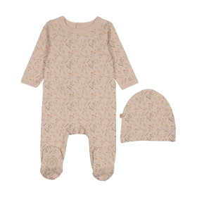 Botanical Girls Footie & Hat Set (Color: Barely Pink, size: 3m)