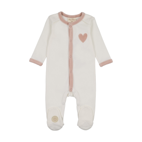 Heart-Patch Velour Footie (Color: I&P, size: 3m)
