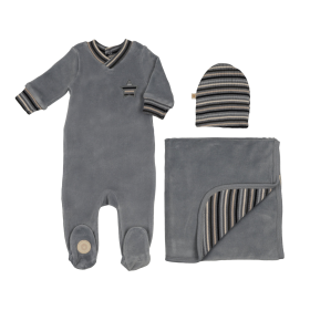 Striped Star Layette Set (Color: Ocean Blue, size: 6m)