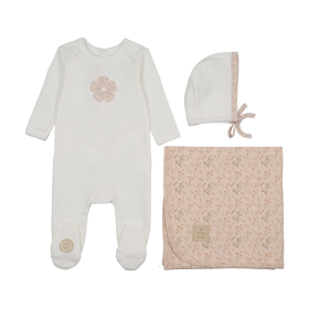 Blooming Rose Layette Set (Color: Ivory & Pink, size: 3m)