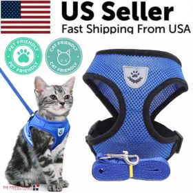 Cat Dog Pet Harness Adjustable Control Vest Dogs Reflective S M L XL Leash (Color: Blue, size: S)