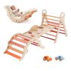 Pikler Triangle Set, 9-in-1 Toddler Climbing Toys Indoor, with 2 Wooden Cars, Cushion, Triangle, Arch, and Ramp, 150 lbs Load