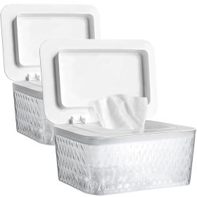 Wet Baby Wipes Dispenser - Large Capacity Wipe Holder Seal-Designed Dust-Proof Wet Wipes Container Keep Diaper Wipes Fresh (size: White   2 Pack Large)