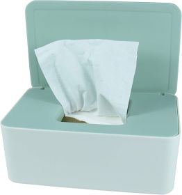 Diaper Wipes Dispenser, Tissue Storage Box Case, Wet Wipe Dispenser Holder with Lid for Home, Office, Cars (Color: Green Lid, White Box)